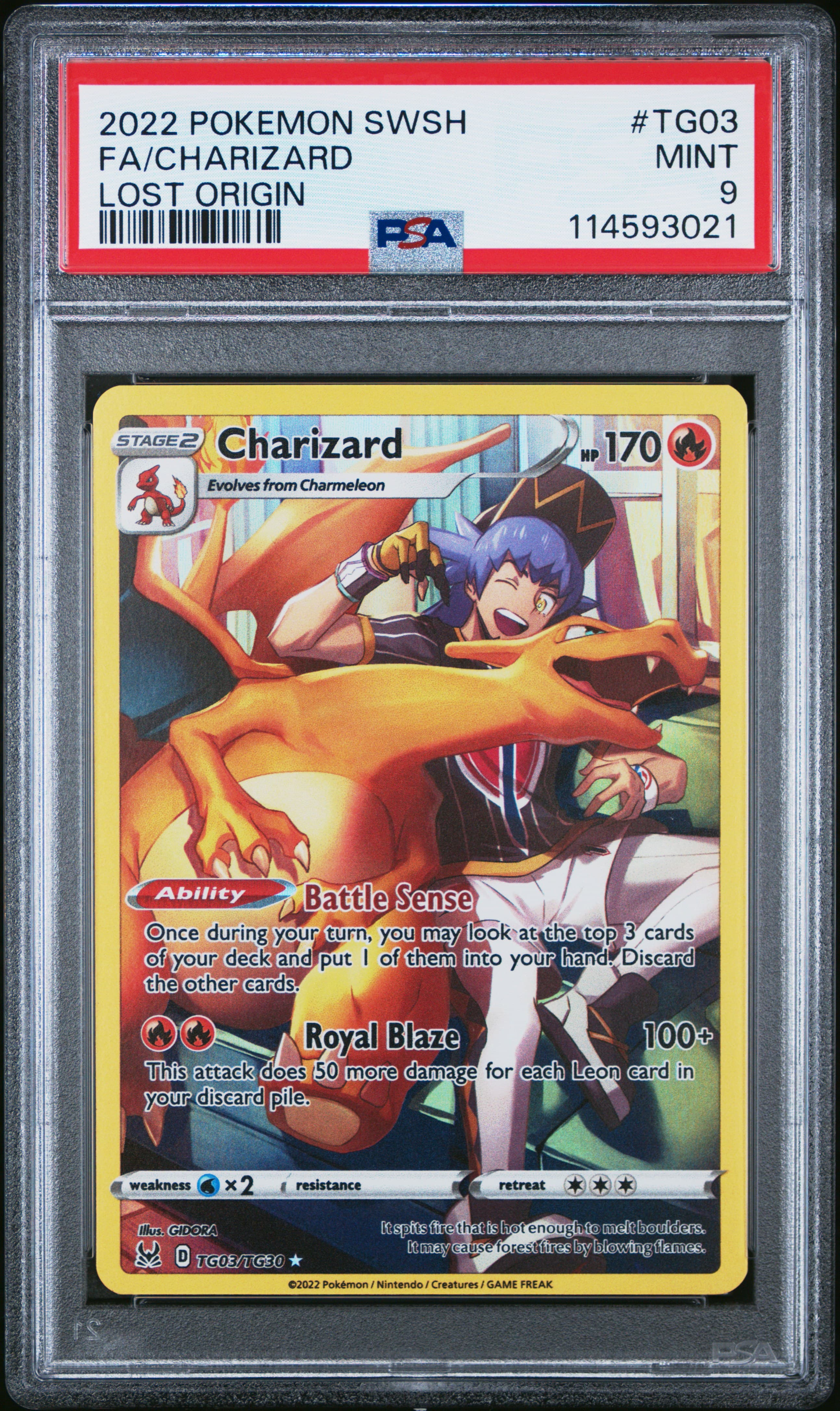2022 Sword & Shield Lost Origin Fa/Charizard (PSA 9)