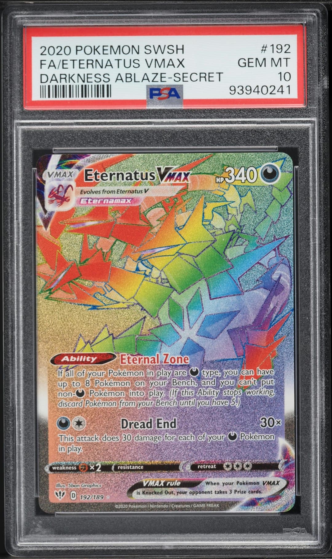 2020 Sword & Shield Darkness Ablaze Fa/Eternatus Vmax